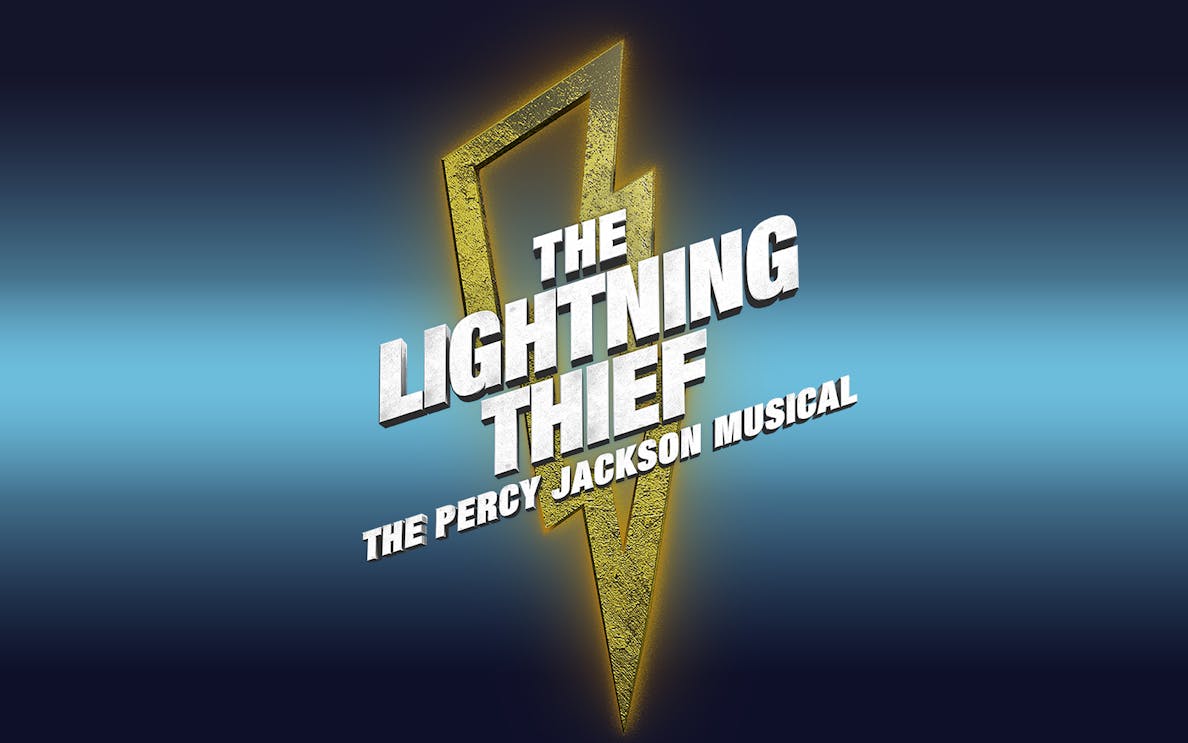 The Lightning Thief: The Percy Jackson Musical logo with a lightning bolt.