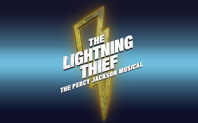 The Lightning Thief: The Percy Jackson Musical logo with a lightning bolt.