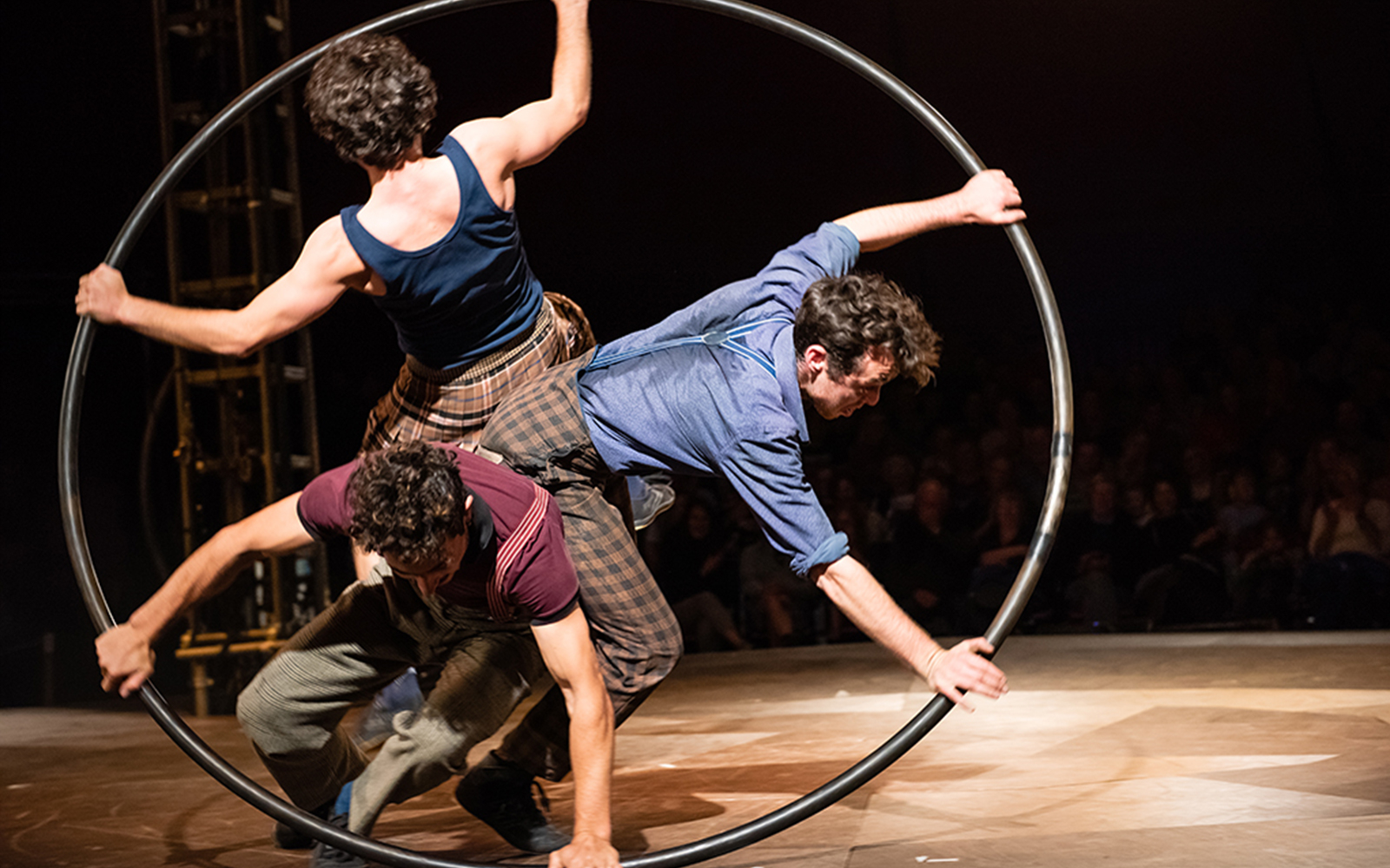 Acrobats performing on a Cyr wheel during a live show at Lexicon.