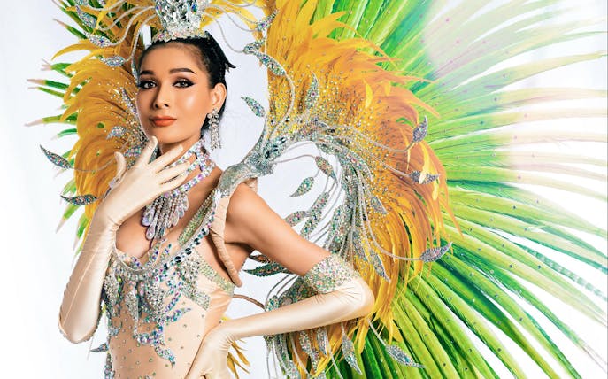 Performer in elaborate costume at Alcazar Cabaret Pattaya.