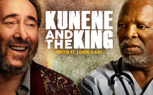 Kunene and the King play poster with two men, written by John Kani.