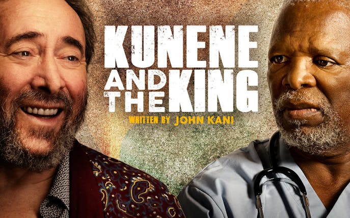 Kunene and the King play poster with two men, written by John Kani.