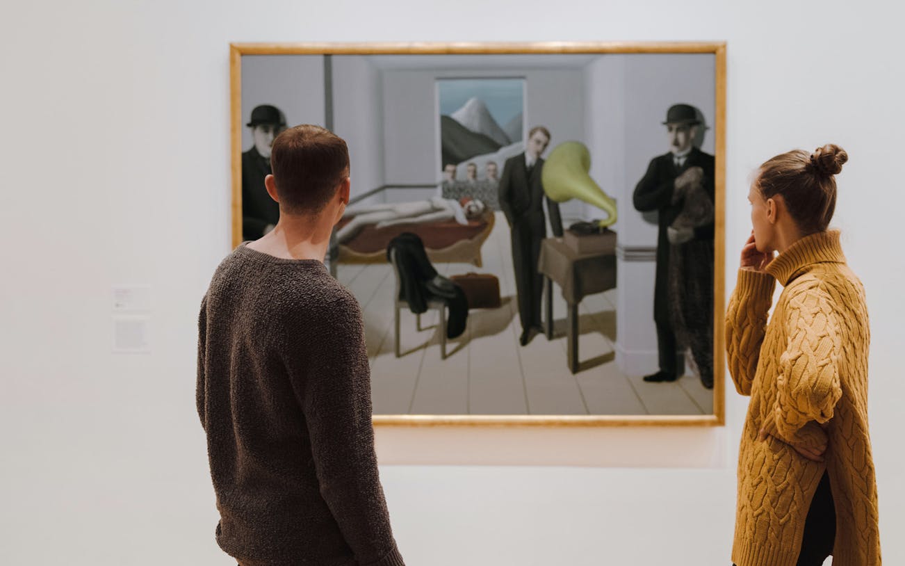 Visitors viewing art at MOMA, New York City.