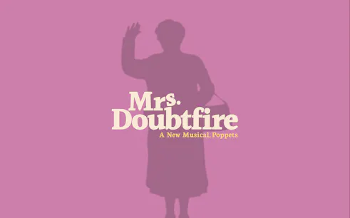 Mrs. Doubtfire musical poster with silhouette and title.