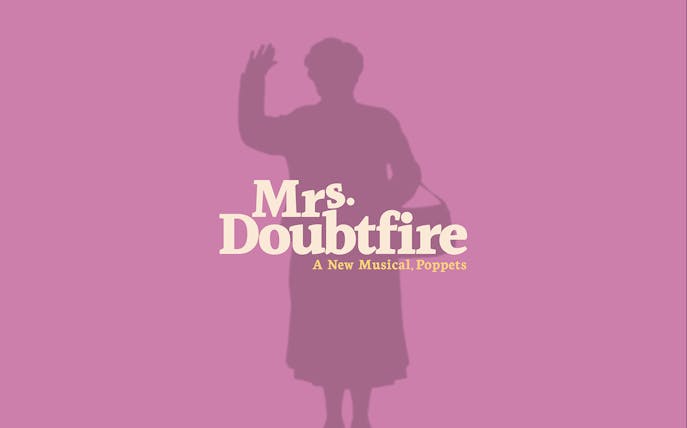 Mrs. Doubtfire musical poster with silhouette and title.