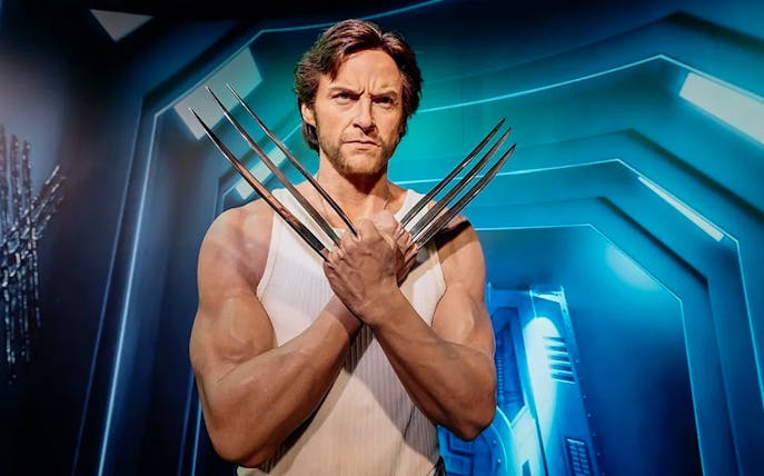Wax figure of a superhero with claws at Madame Tussauds, part of the Madame Tussauds and KidZania Combo.