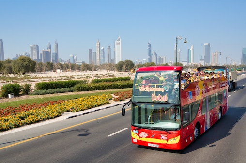 Visite de la ville : Visite guidée de Dubaï en bus avec coucher de soleil et visite nocturne en bus