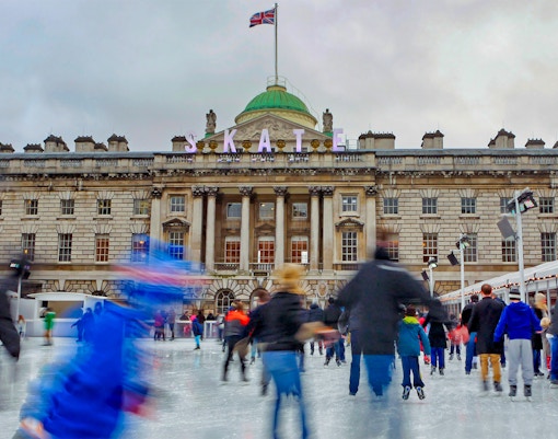 People ice skating at Somerset House in London.