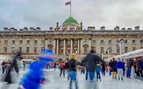 People ice skating at Somerset House in London.