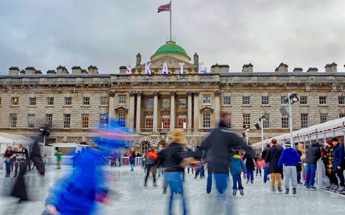 People ice skating at Somerset House in London.