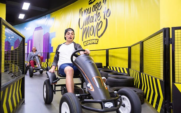 Go-karting at Super Park Bangkok Indoor Activity Park.