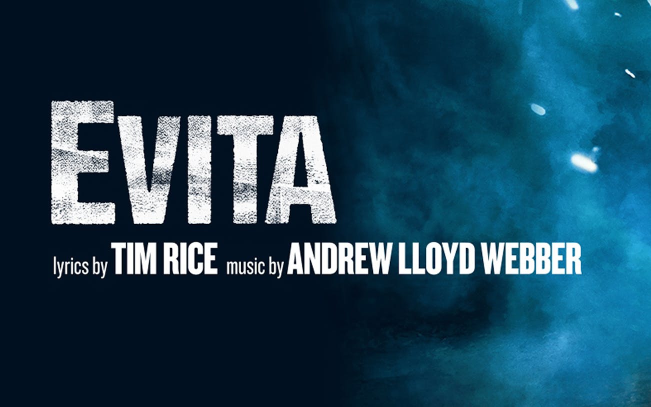 Evita musical poster with lyrics by Tim Rice and music by Andrew Lloyd Webber