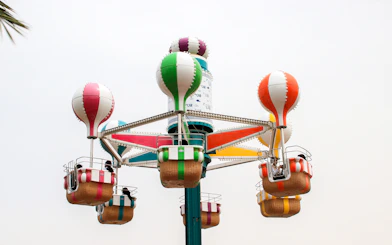 Colorful balloon ride at Al Montazah Water Park, Sharjah.