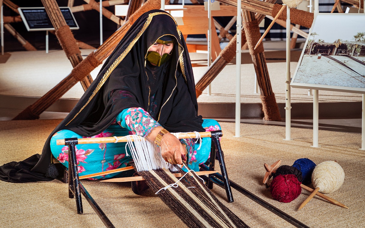 Traditional weaving demonstration at Qasr Al Hosn, Abu Dhabi.