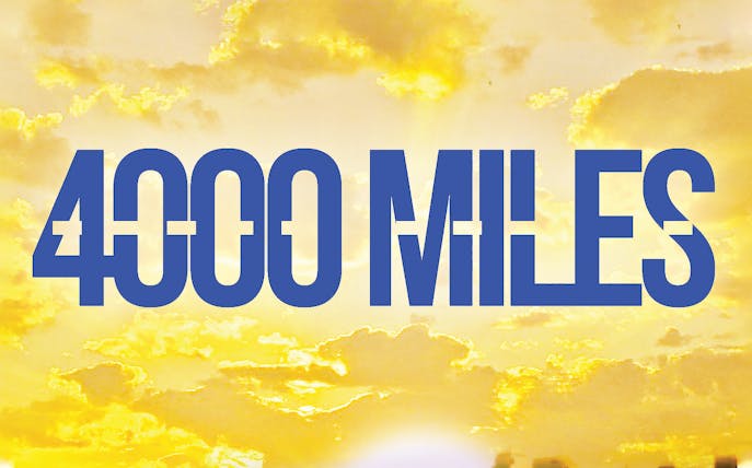 4000 Miles text over a yellow sky background