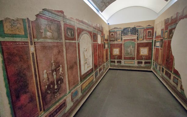 Frescoed room with ancient Roman wall paintings at National Roman Museum - Palazzo Massimo.