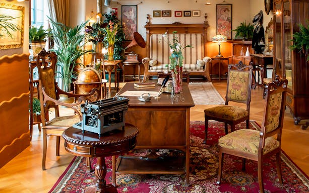 Casa Batlló interior with vintage furniture and decor, Barcelona.