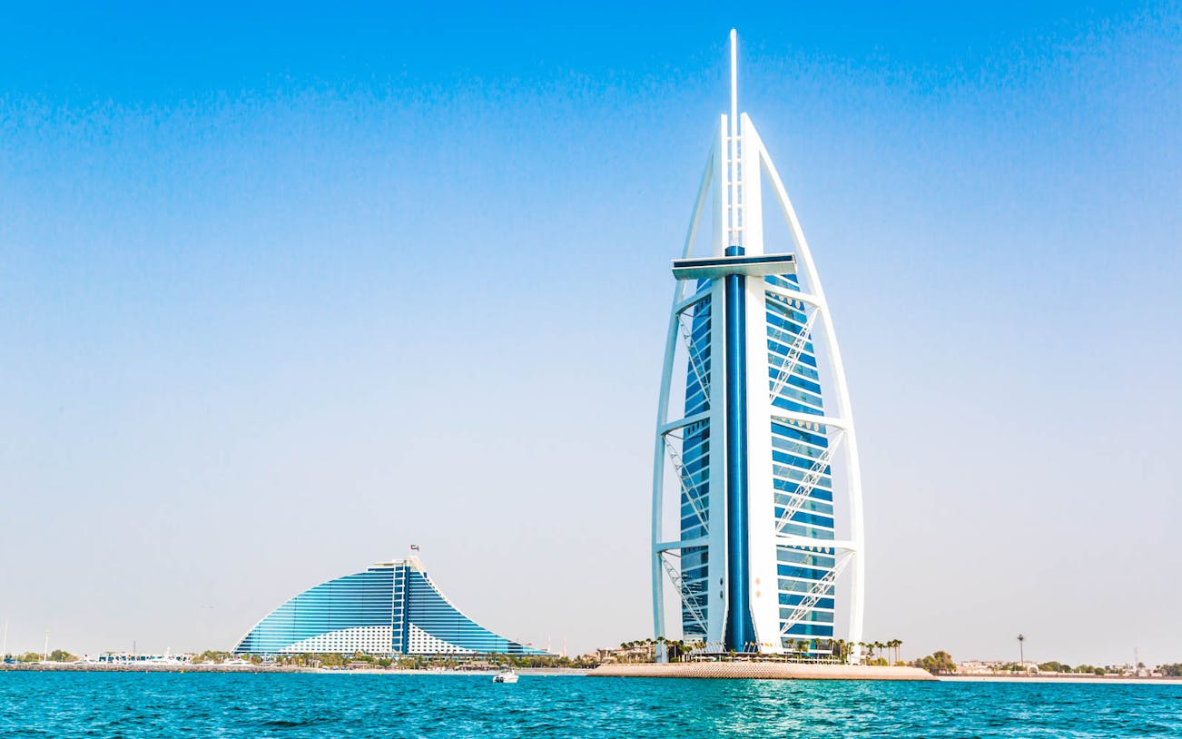 Burj Al Arab and Jumeirah Beach Hotel on Dubai City Tour.