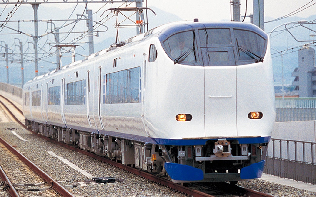 High-speed train on tracks in Kansai region, Japan, for 5 Day JR Kansai Wide Area Pass.
