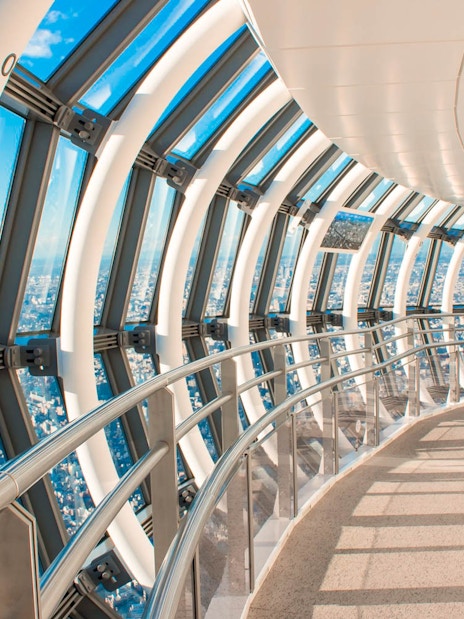 Tokyo Skytree observation deck with panoramic city views.
