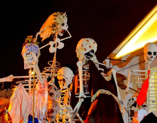 Halloween Parade with costumed participants and spectators