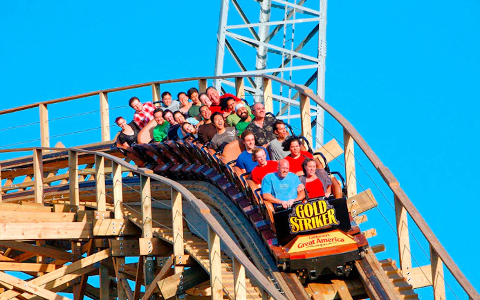 Roller coaster ride at California's Great America, part of San Francisco Explorer Pass attractions.