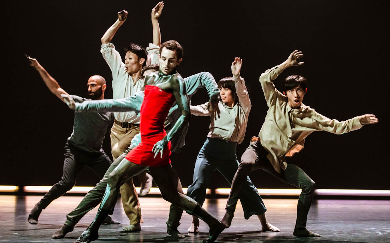 Dancers performing a contemporary piece choreographed by Alan Lucien Øyen.