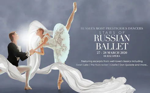 Ballet dancers performing at Stars of Russian Ballet event, Dubai Opera, March 2020.