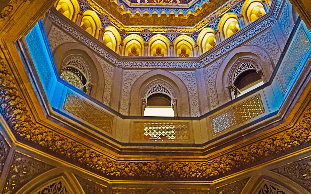 Interior arches and ornate details of Monserrate Palace, Sintra.
