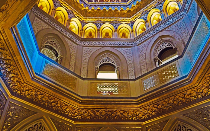 Interior arches and ornate details of Monserrate Palace, Sintra.