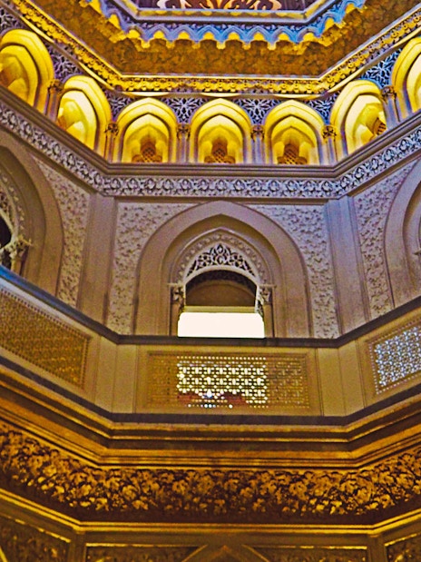 Interior arches and ornate details of Monserrate Palace, Sintra.