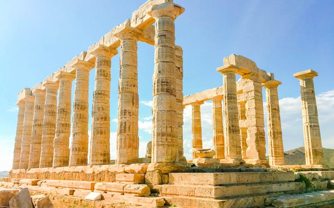 Ancient Temple of Poseidon at Cape Sounion, part of Athens Unlimited Attractions Pass.