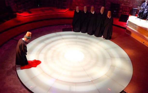 Whirling Dervishes performing at Hodjapasha Cultural Centre in Istanbul.