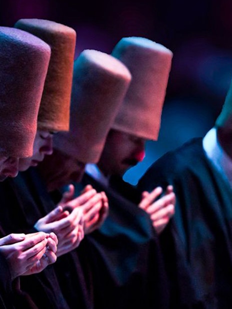 Whirling dervishes performing at Hodjapasha Cultural Centre, Istanbul.