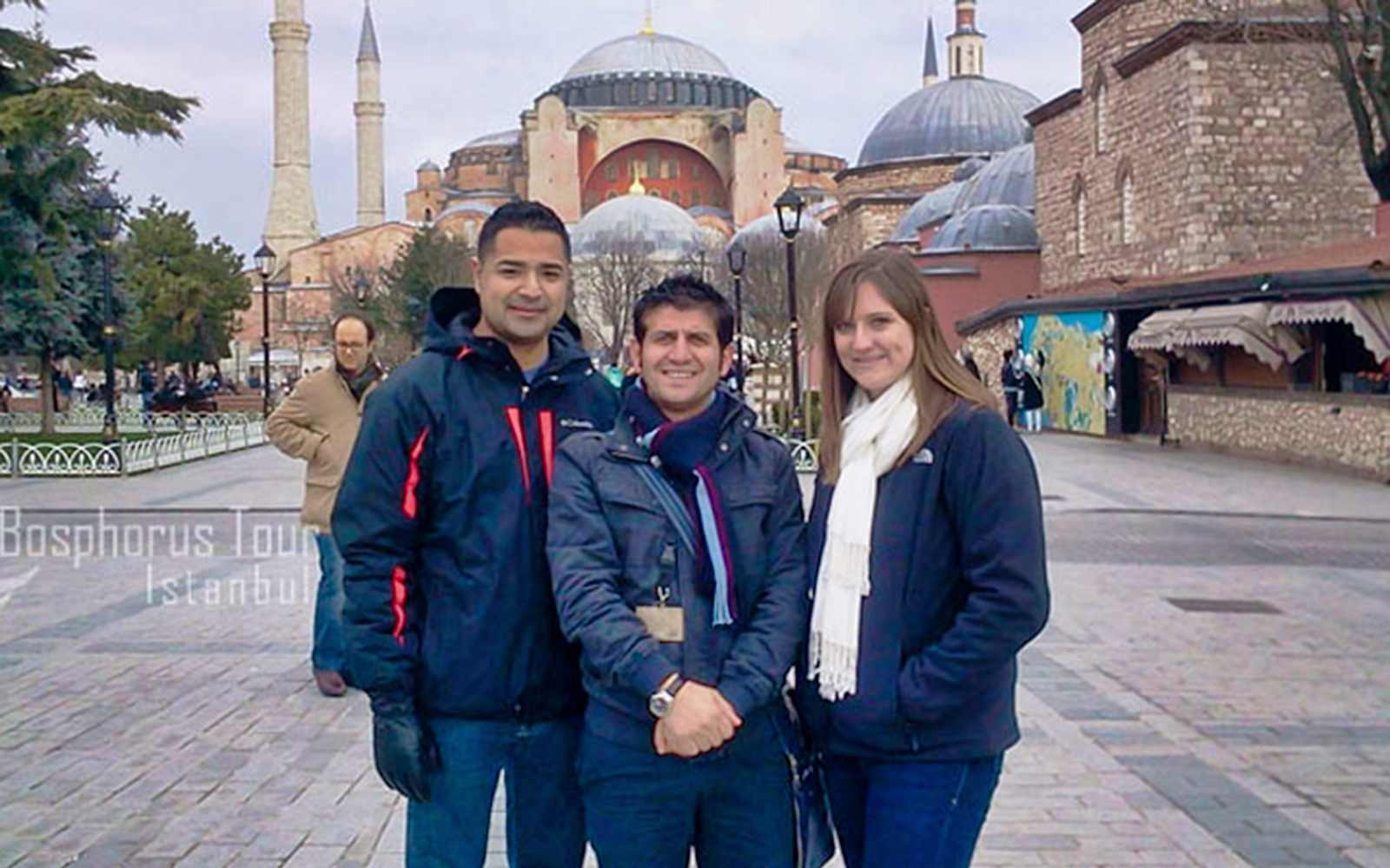 Group of tourists in front of Hagia Sophia, Istanbul during a day tour.