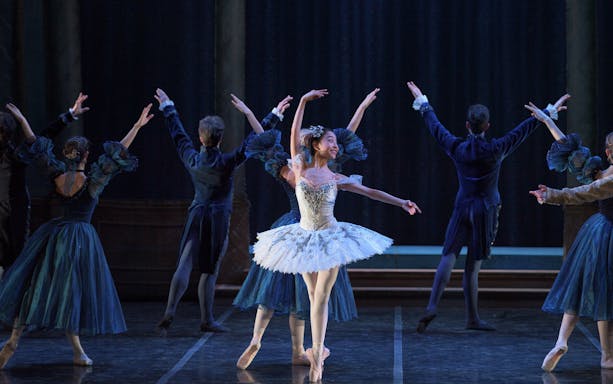 Ballet dancers performing "My First Ballet: Cinderella" on stage.