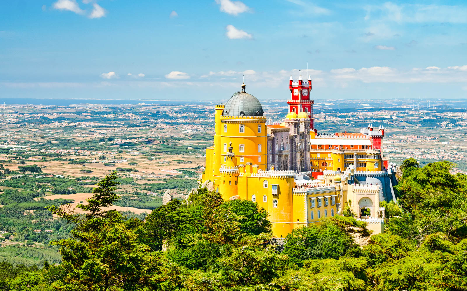 Pena Palace in Sintra, Portugal, with panoramic views, part of Lisbon day tour.