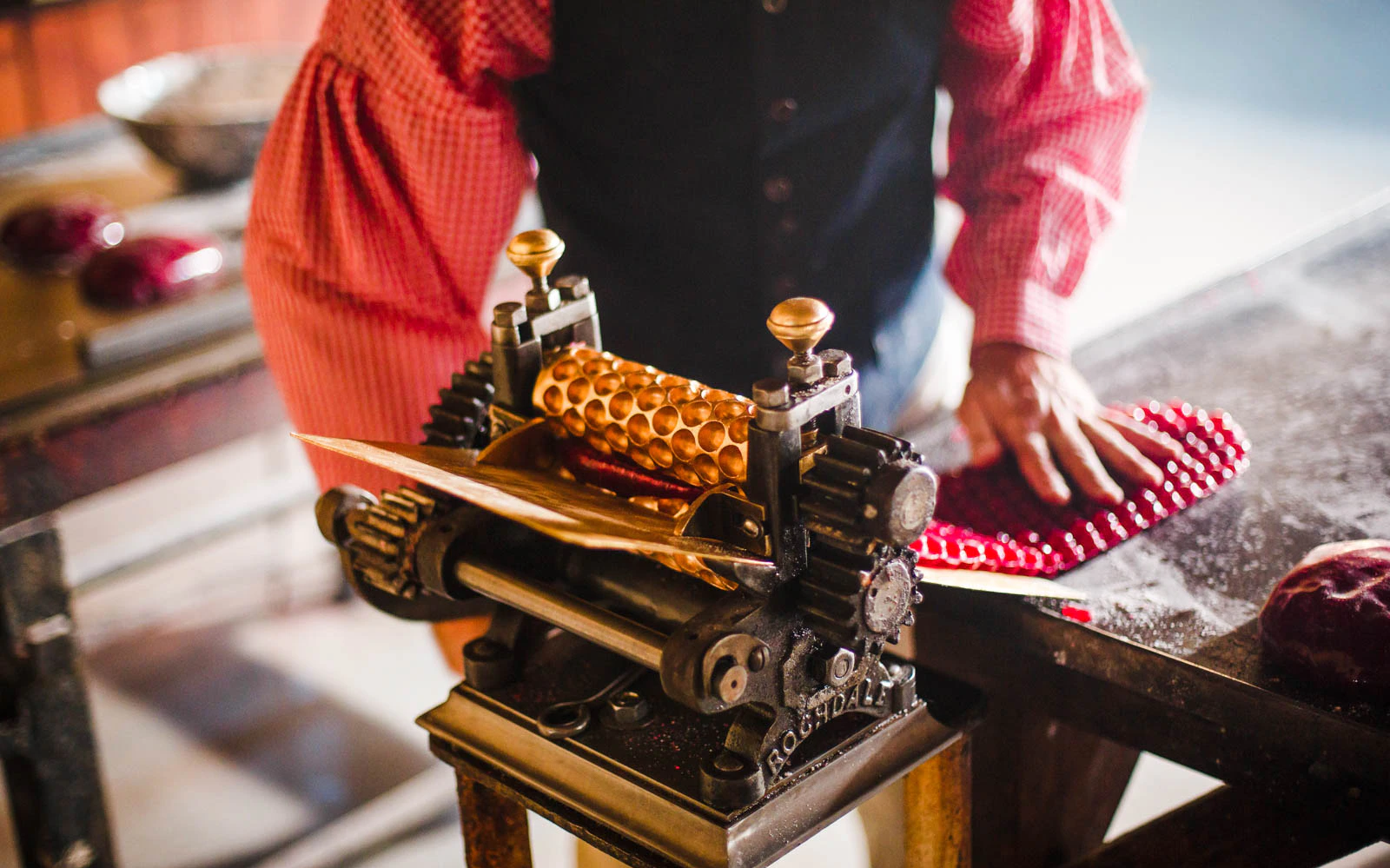Antique candy-making machine in use at Sovereign Hill.