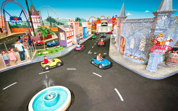 Roller coasters and water slides at Gold Coast Theme Park Combos, Australia.