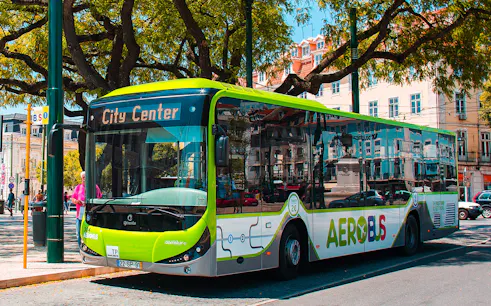 Aerobus shuttle in Lisbon heading to city center.