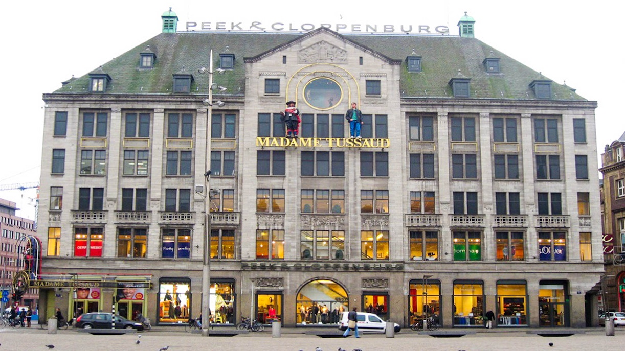 Madame Tussauds Amsterdam building exterior with entrance and signage.