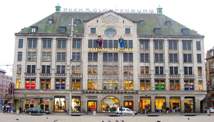 Madame Tussauds Amsterdam building exterior with entrance and signage.