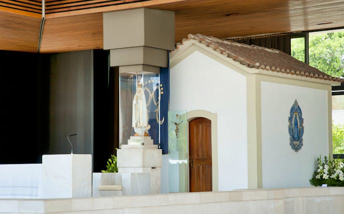 Statue of Our Lady of Fatima at the Chapel of Apparitions in Fatima, Portugal.