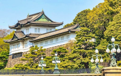 Tokyo Imperial Palace with traditional architecture and lush gardens on the Amazing Tokyo Morning Half Day Tour.