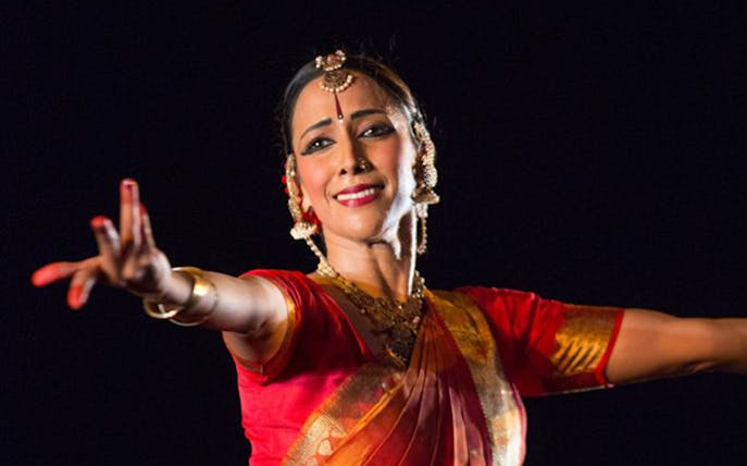 Dancer in traditional attire performing with Akram Khan Company – We are but Shadows.