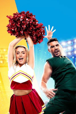 Cheerleader and performer in "Bring It On: The Musical" with stadium lights in the background.