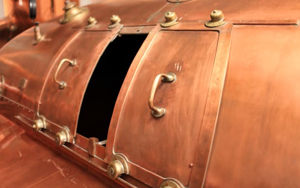 Copper brewing vat at a Prague brewery tour.