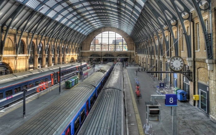 King's Cross Station platform, featured in Harry Potter film locations tour.