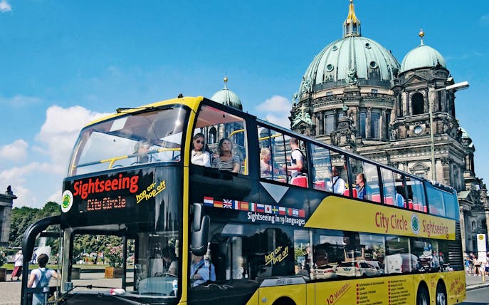 City Circle sightseeing bus in front of Berlin Cathedral, Germany.