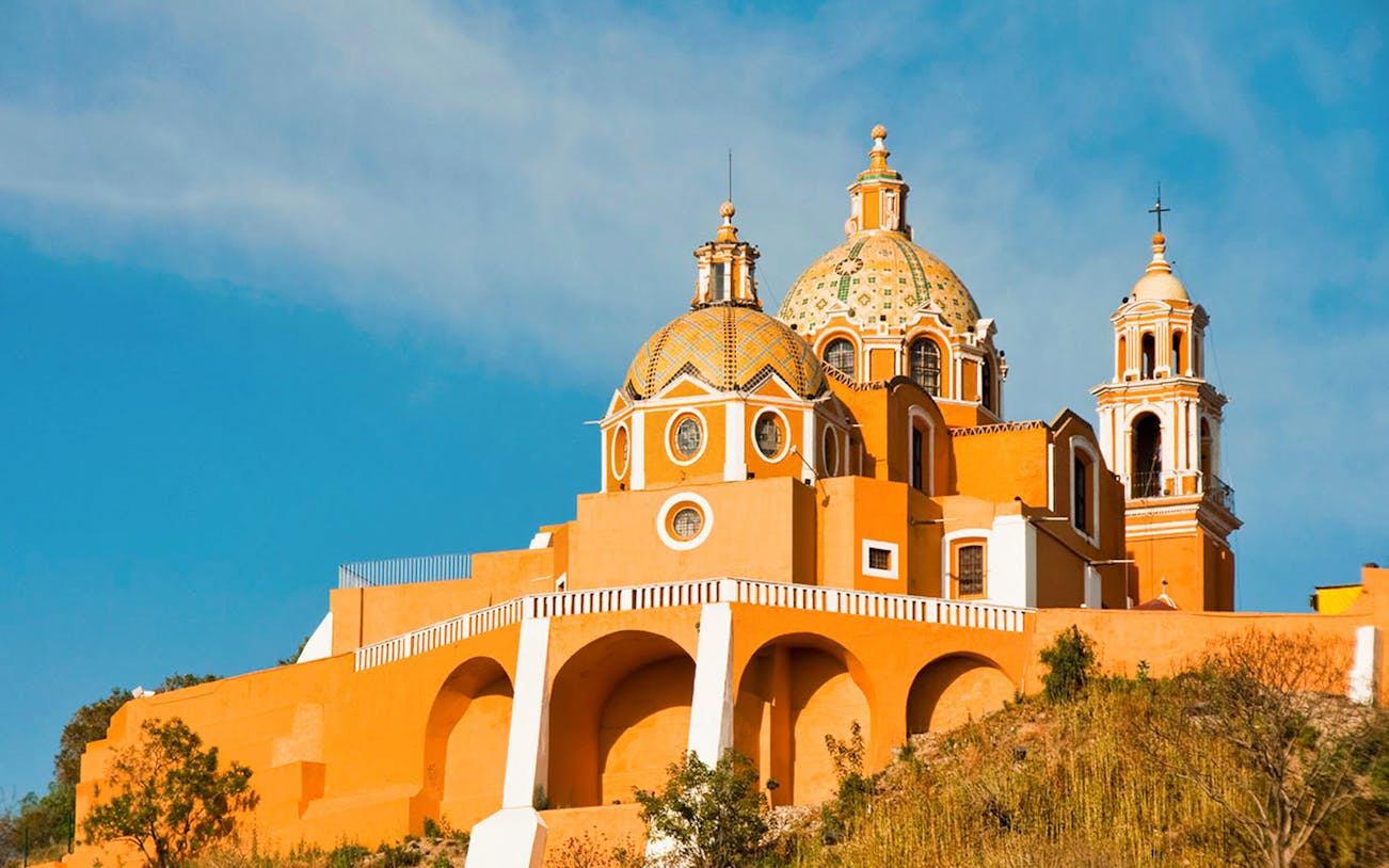 Church of Our Lady of Remedies atop Cholula Pyramid, Puebla, Mexico.